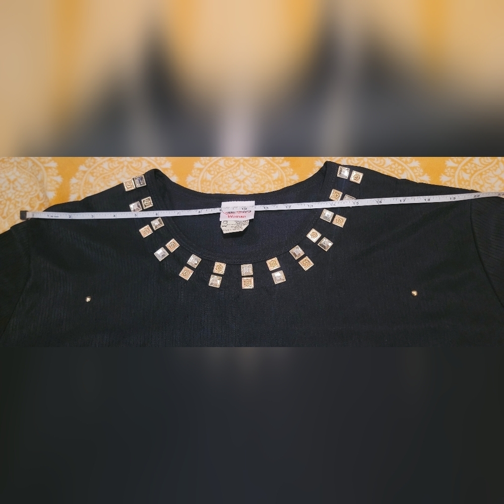 Vintage Bobbie Brooks Plus Size 22 Black Long Sleeve Top With Gorgeous Details - Picture 4 of 8